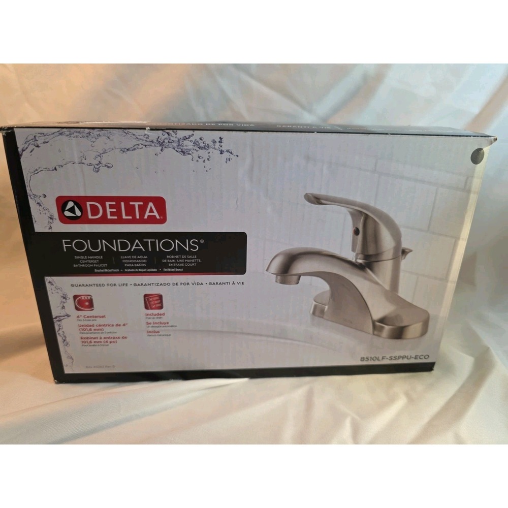 Delta B510LF-SSPPU-ECO Bathroom Faucet Brushed Nickel Single Handle NEW Open Box